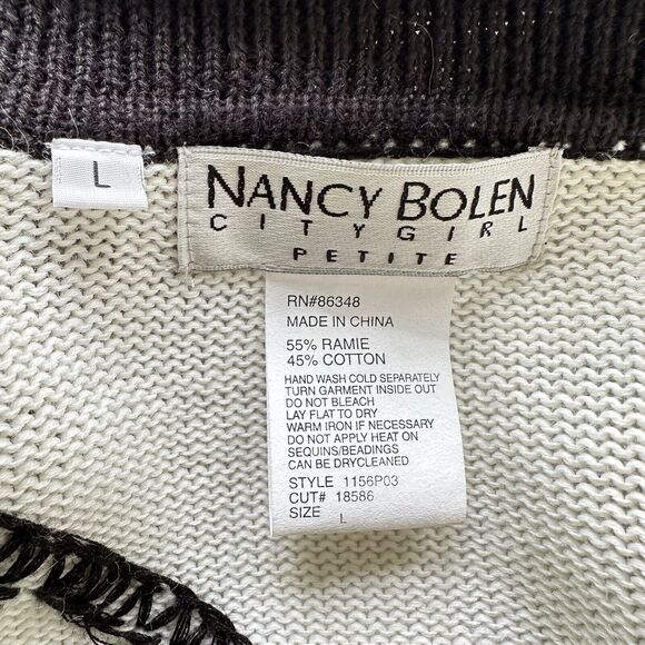 Nancy Bolen City Girl Sweater Cardigan Petite Large PL Psychedelic Sequins Artsy - Picture 9 of 9